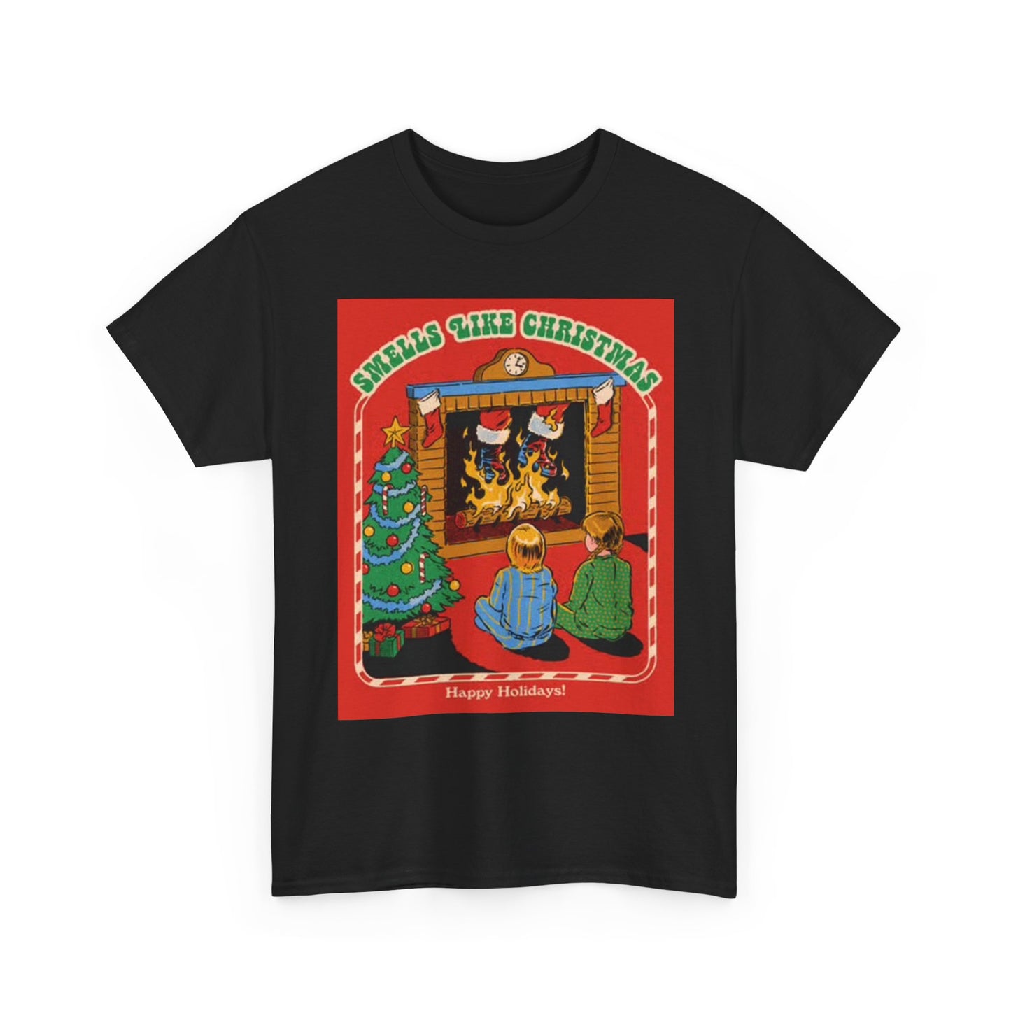 Smells Like Christmas Funny Santa Graphic T Shirt Unisex Heavy Cotton Tee