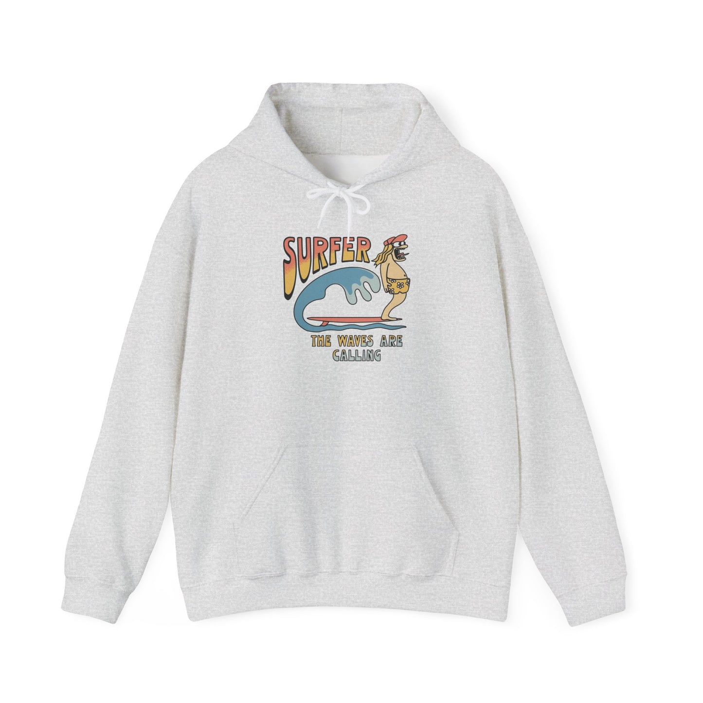 Surfer Waves Are Calling Graphic Hoodie Unisex Heavy Blend™ Hooded Sweatshirt