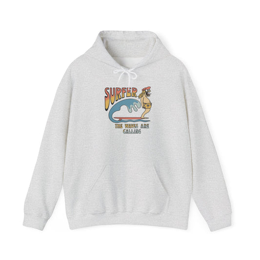 Surfer Waves Are Calling Graphic Hoodie Unisex Heavy Blend™ Hooded Sweatshirt