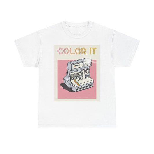 Color It Graphic T Shirt Camera Vintage Unisex Heavy Cotton Tee