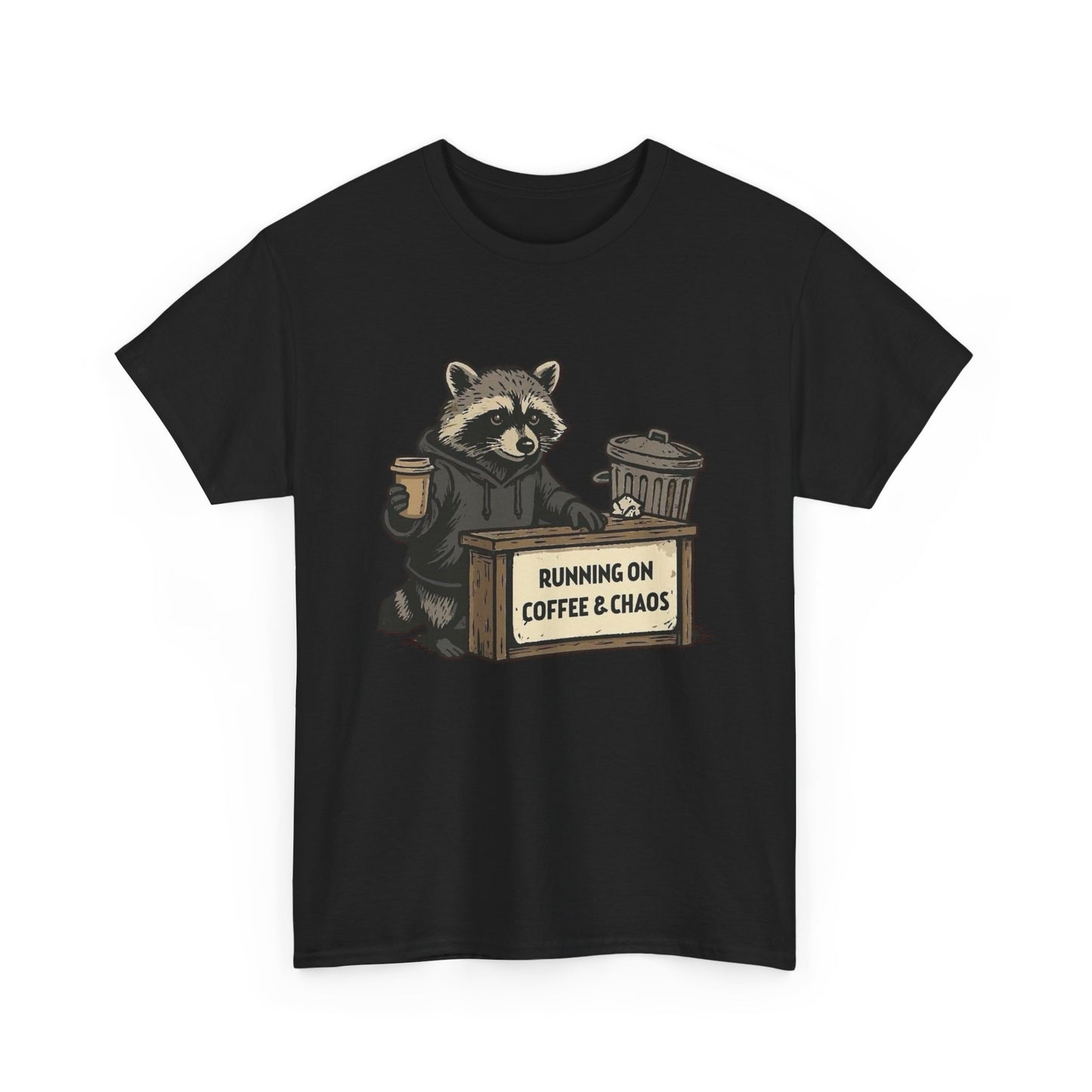 Running On Coffee And Chaos Funny Graphic T Shirt Heavy Cotton Tee Gift Vintage