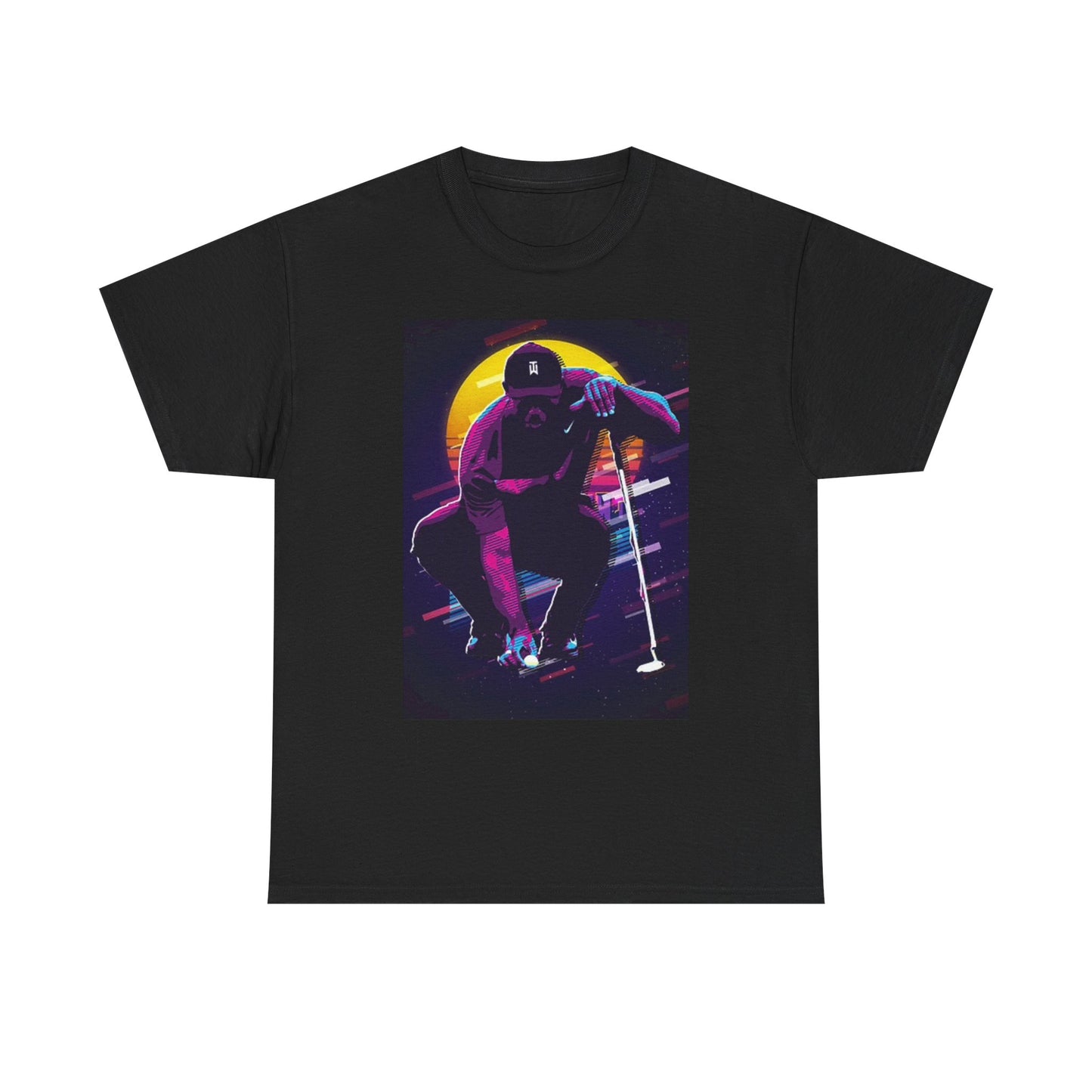 Tiger Woods Graphic T Shirt Retro Golfing Neon Unisex Heavy Cotton Tee