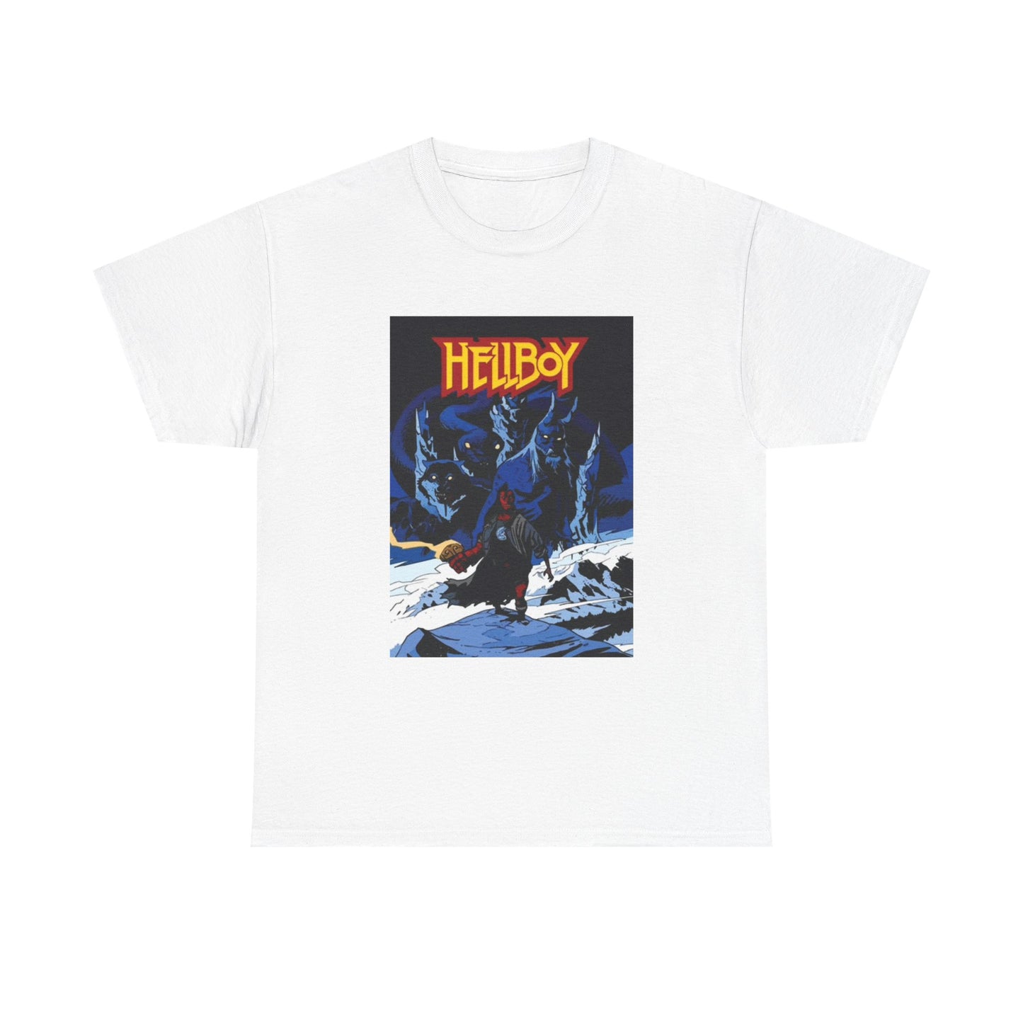 Hellboy Movie Poster Shirt Retro Cartoon Graphic Unisex Heavy Cotton Tee