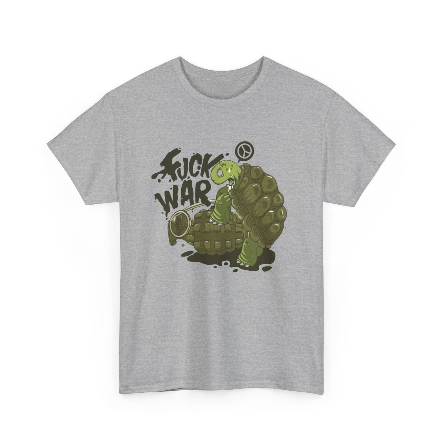 No War Only Peace Turtle Vintage ART Graphic T-Shirt Unisex Heavy Cotton Tee NEW