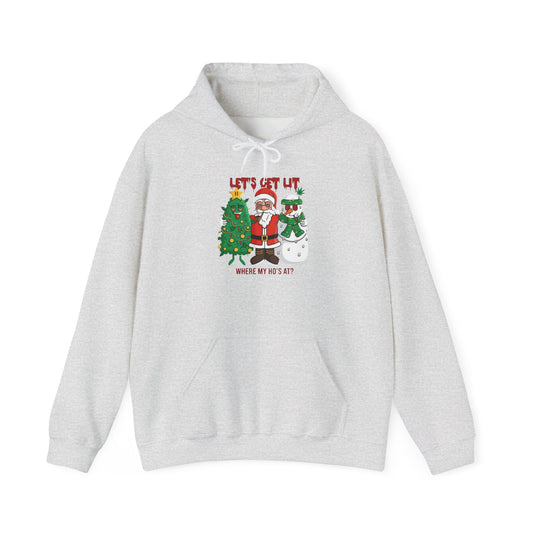 Lets Get Lit Santa Funny Graphic Hoodie NEW Unisex Heavy Blend Hooded Sweatshirt