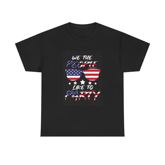 We The People Tshirt Love to Party Funny USA American Flag Unisex Heavy Cotton 1