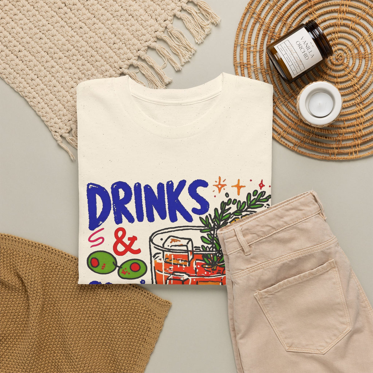 Drinks and Good Vibes Citrus Cocktail T-Shirt Men's Graphic Tee