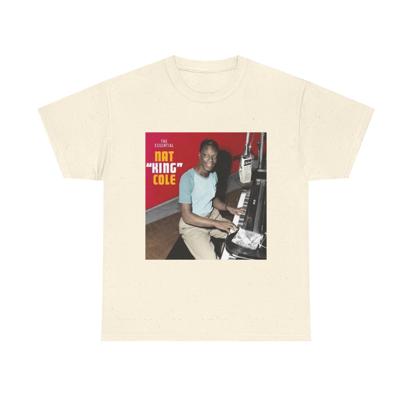 Nat King Cole Tshirt Vintage Piano Concert Poster retro Unisex Heavy Cotton Tee
