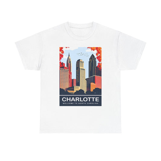 Charlotte North Carolina T Shirt Graphic Uptown Unisex Heavy Cotton Tee