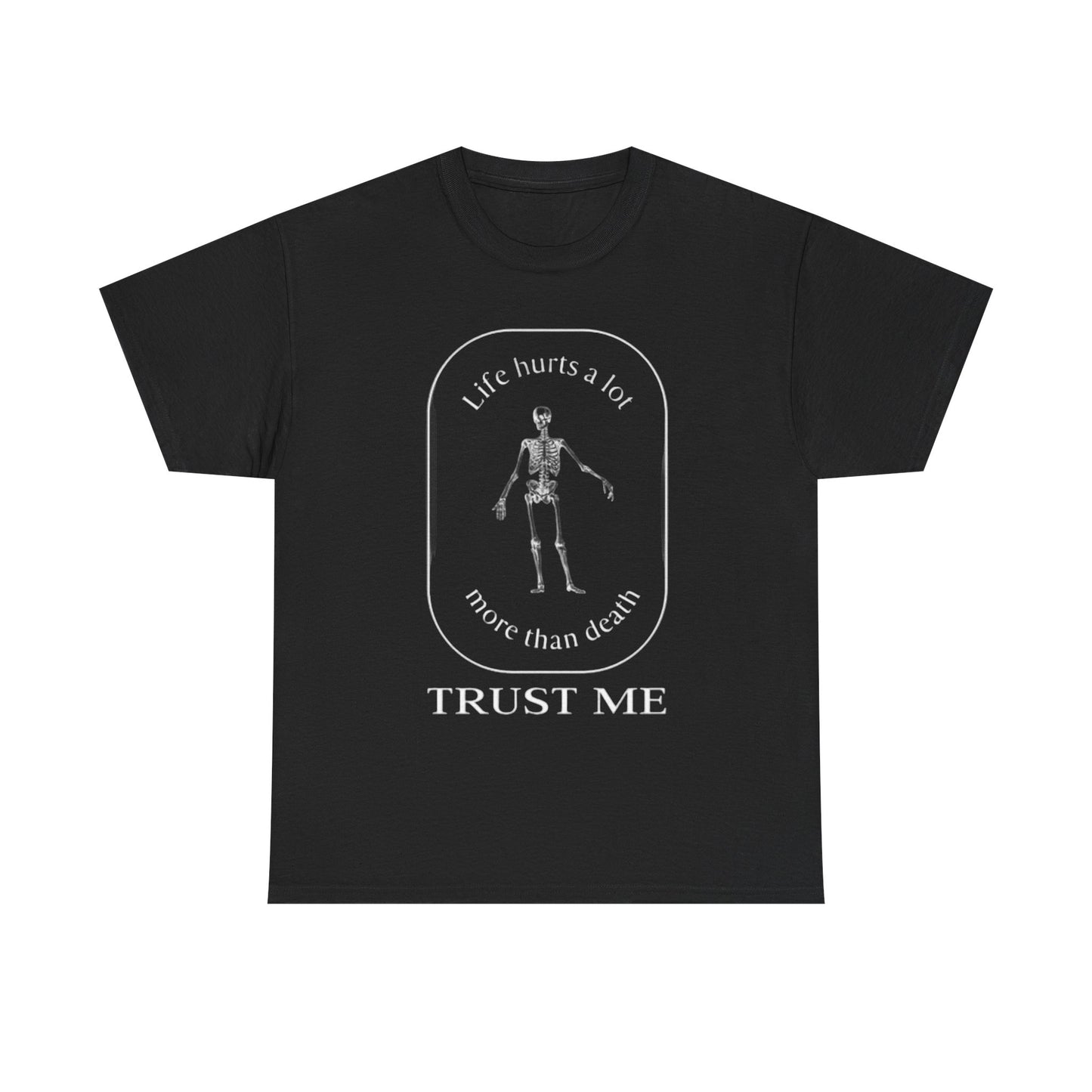 It Hurts Alot T Shirt Funny Death Skeleton graphic Jokes Unisex Heavy Cotton Tee