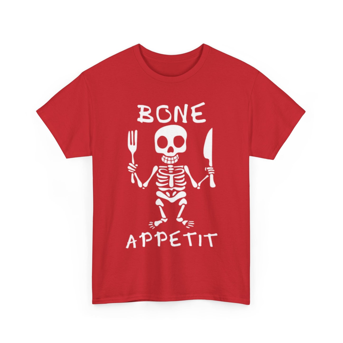 Bone Appetit Shirt Funny Comedy Jokes Skeleton Chef Sous Unisex Heavy Cotton Tee