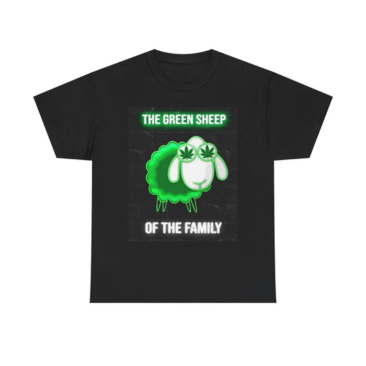 Green Sheep Graphic T Shirt Funny Jokes WEED Unisex Heavy Cotton Tee