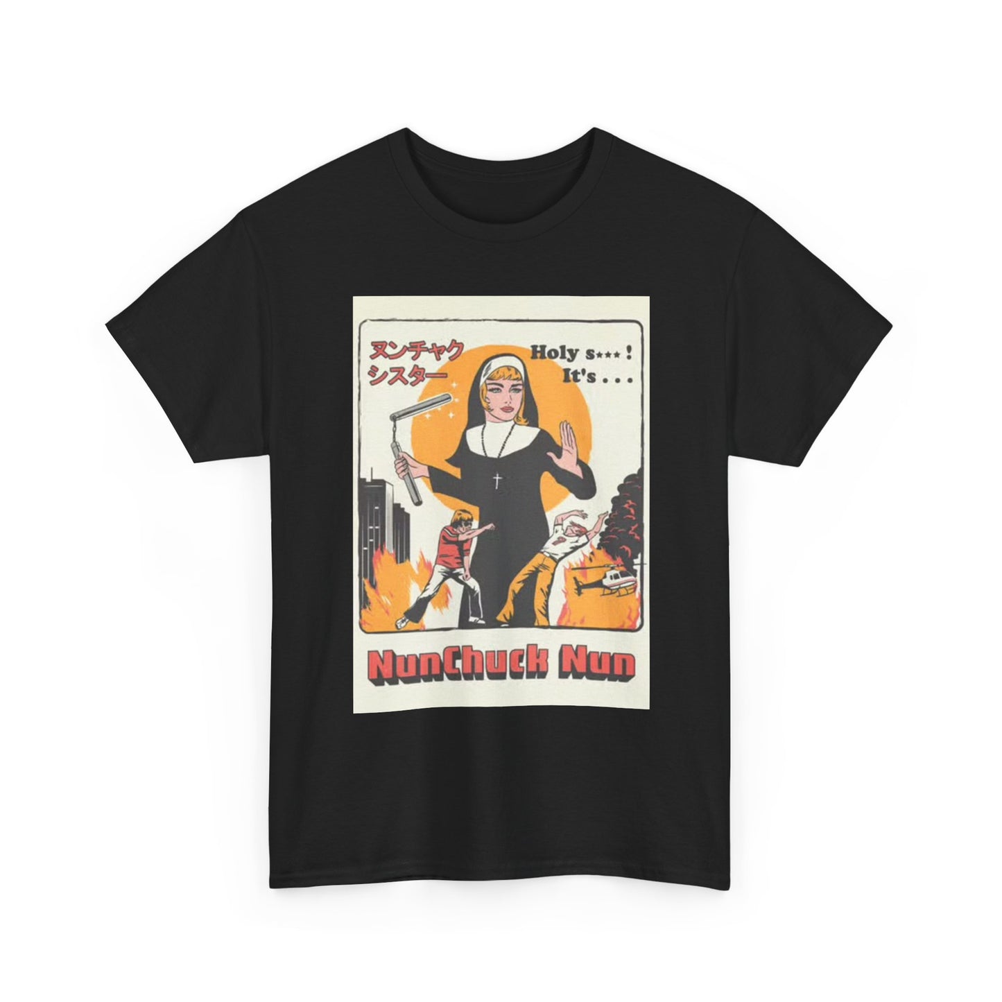Nun Chuck Nun Karate Funny Graphic T Shirt Vintage Unisex Heavy Cotton Tee