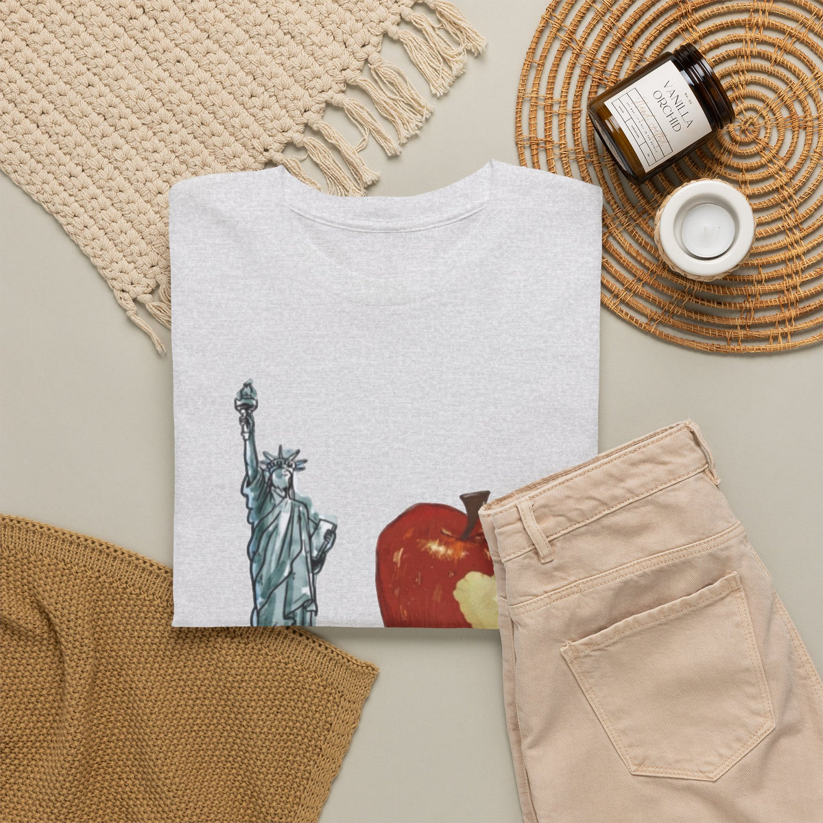 I love New York Graphic T Shirt Vintage Big Apple Men's Heavy Cotton Tee