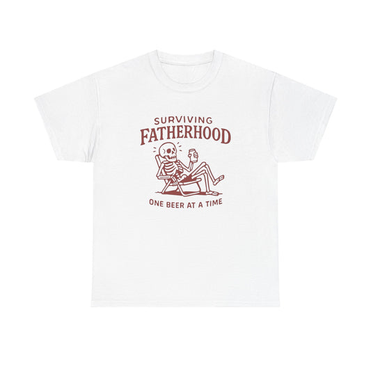 Surviving Fatherhood One Beer At A Time Graphic T Shirt Unisex Heavy Cotton Tee