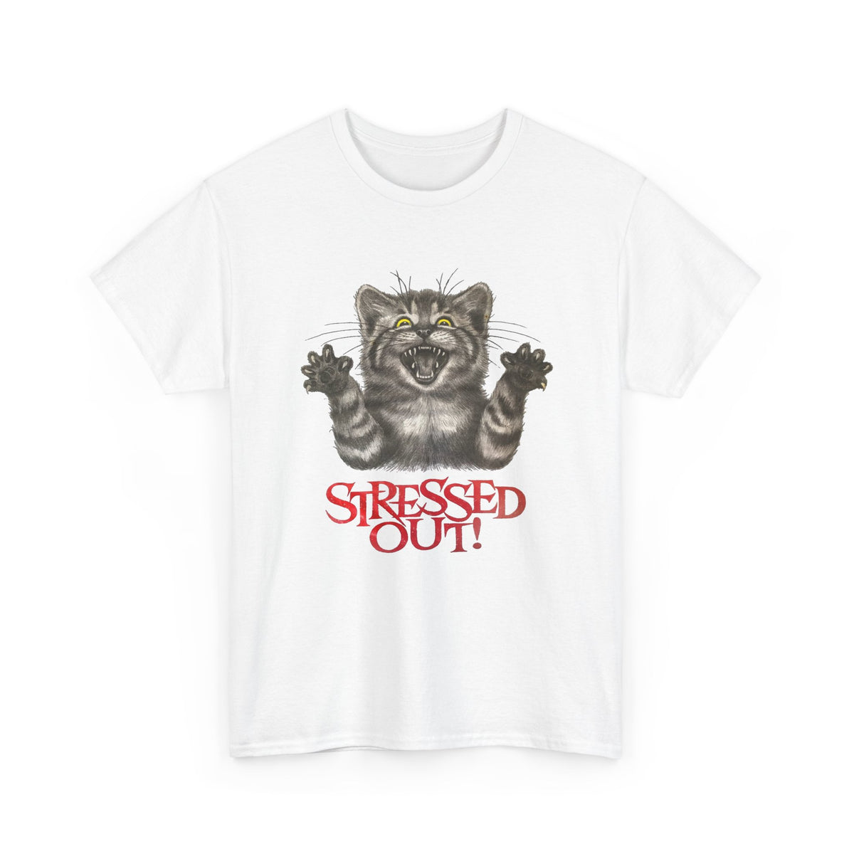Stressed Out Cat Graphic T-Shirt Men's Graphic Tee