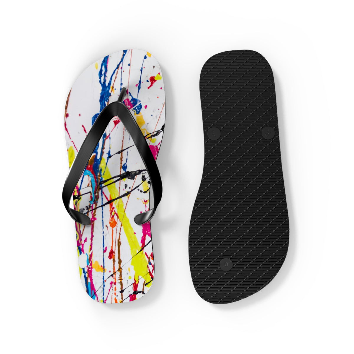 Waves And Sun Sandals Paint Splatter Summer Flip Flops Slides BRAND NEW