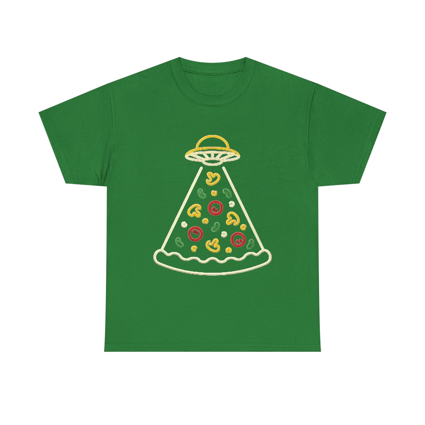 Space Pizza Shirt Funny Aliens One Bite Pizza Graphic Unisex Heavy Cotton Tee