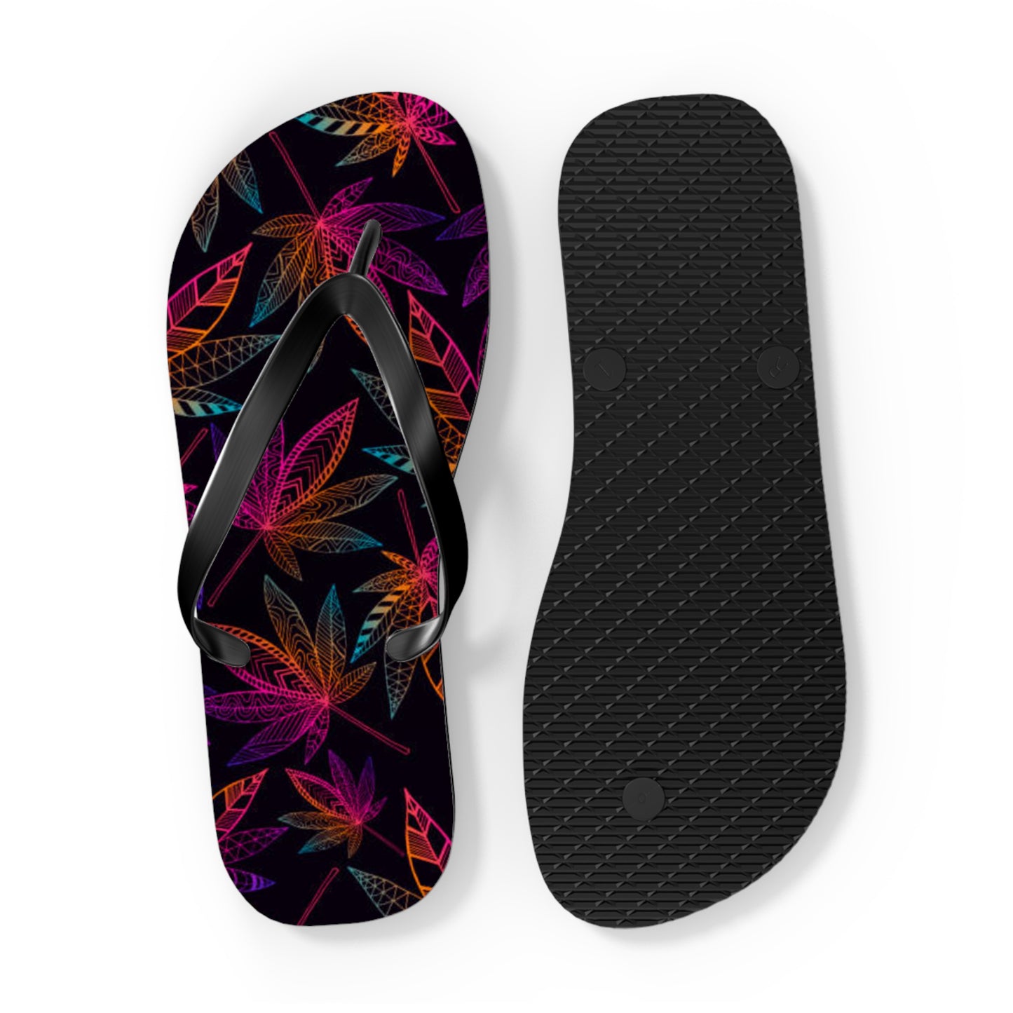 WAVES And SUN Co Sandals Weed Leaf - Flip Flops -Slides Summer Beach BRAND NEW