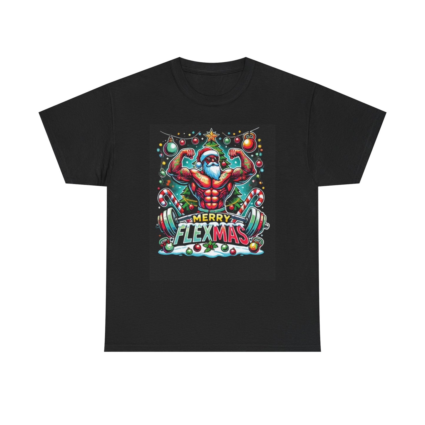 Merry Flexmas T Shirt Funny Christmas Graphic Holidays Unisex Heavy Cotton Tee