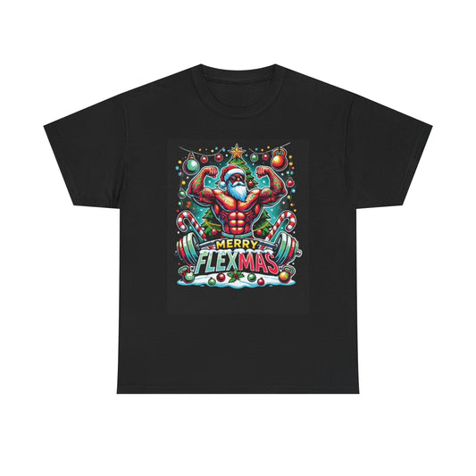 Merry Flexmas T Shirt Funny Christmas Graphic Holidays Unisex Heavy Cotton Tee