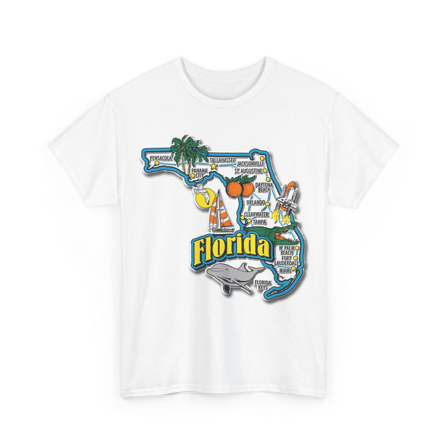 Florida Graphic Tshirt Summer Beach Miami Tampa Unisex Heavy Cotton Tee