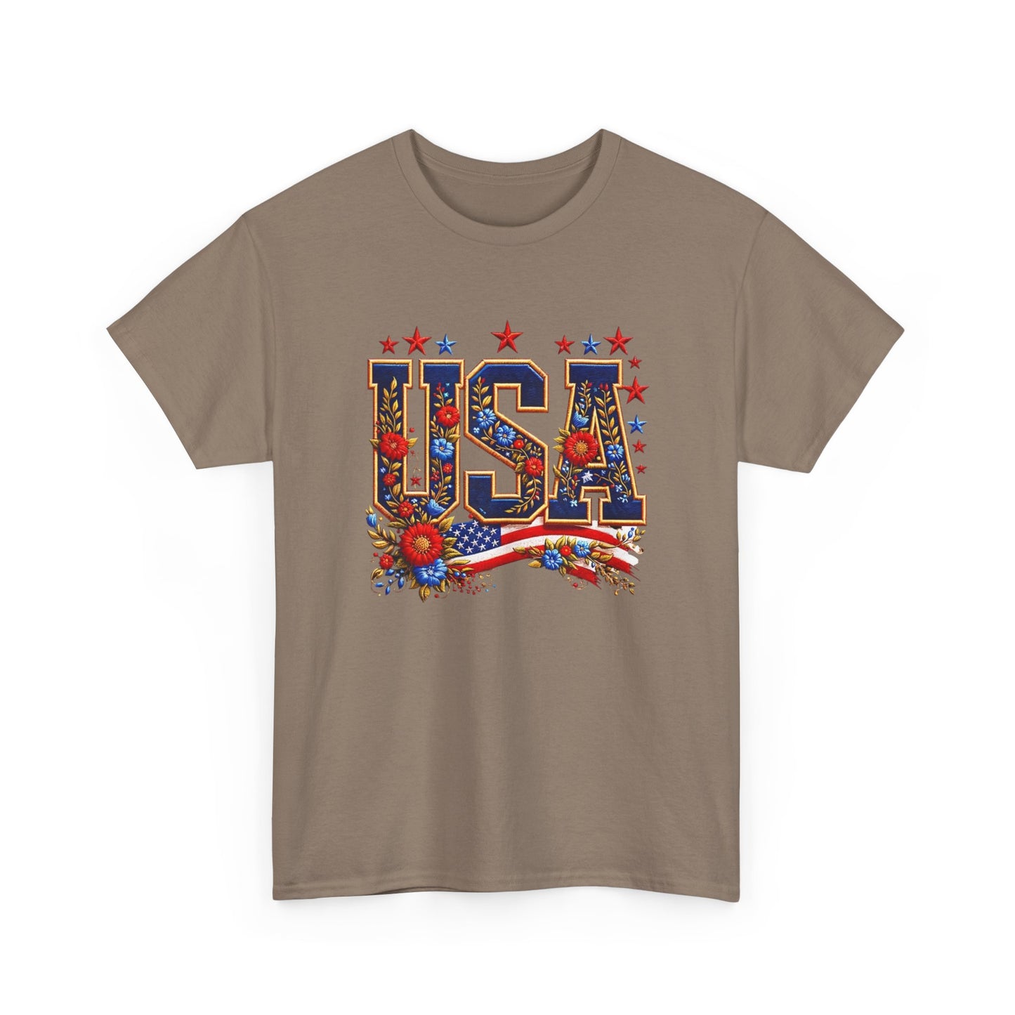 United States Floral Graphic T Shirt Unisex NEW Heavy Cotton Tee