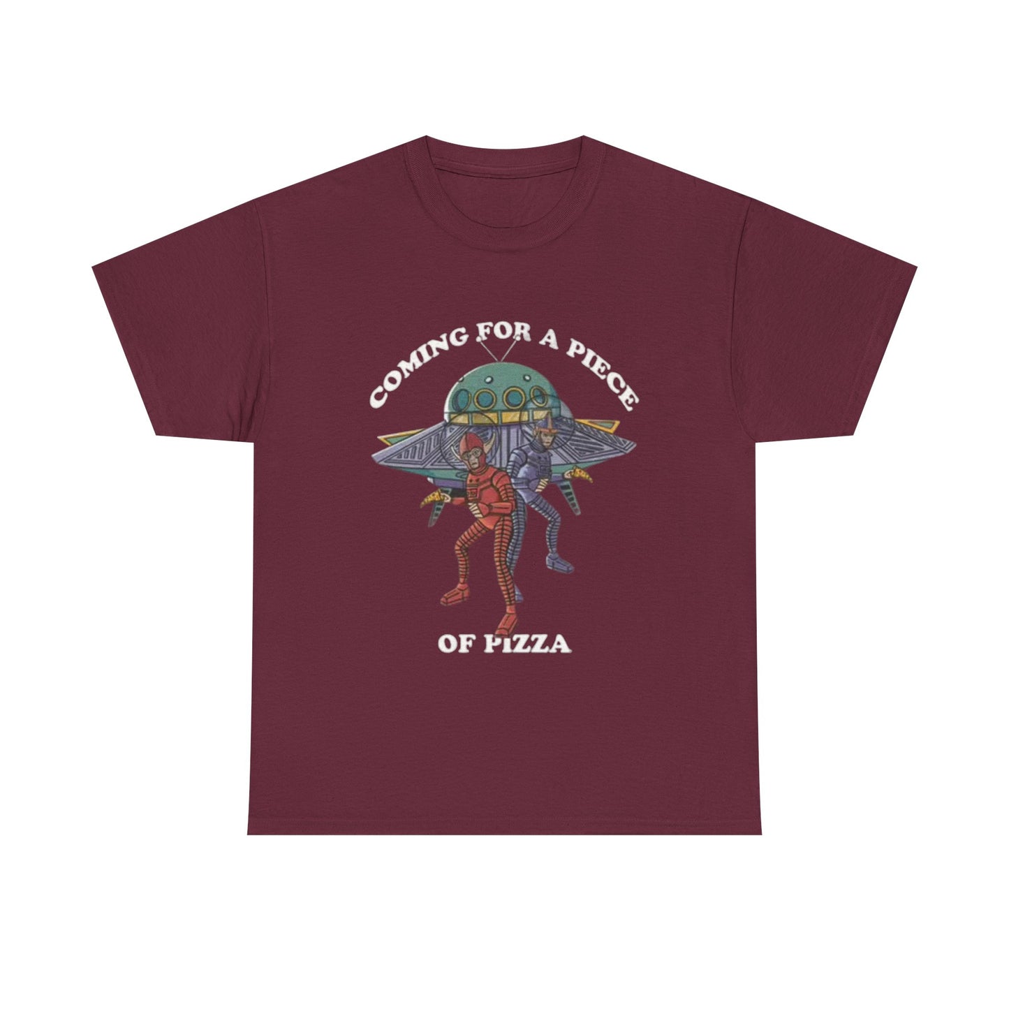 Alien Pizza Run Shirt Funny New York Gift Space Ship Unisex Heavy Cotton Tee