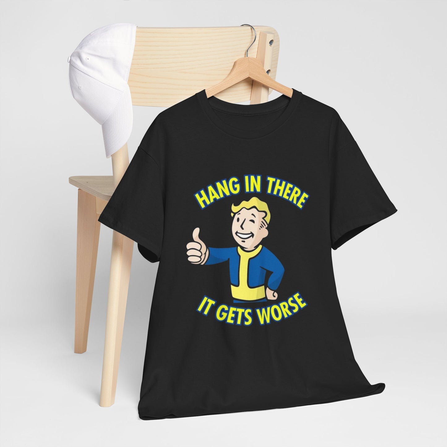 Fallout Graphic T Shirt Hang In There Funny Vintage Game Unisex Heavy Cotton Tee