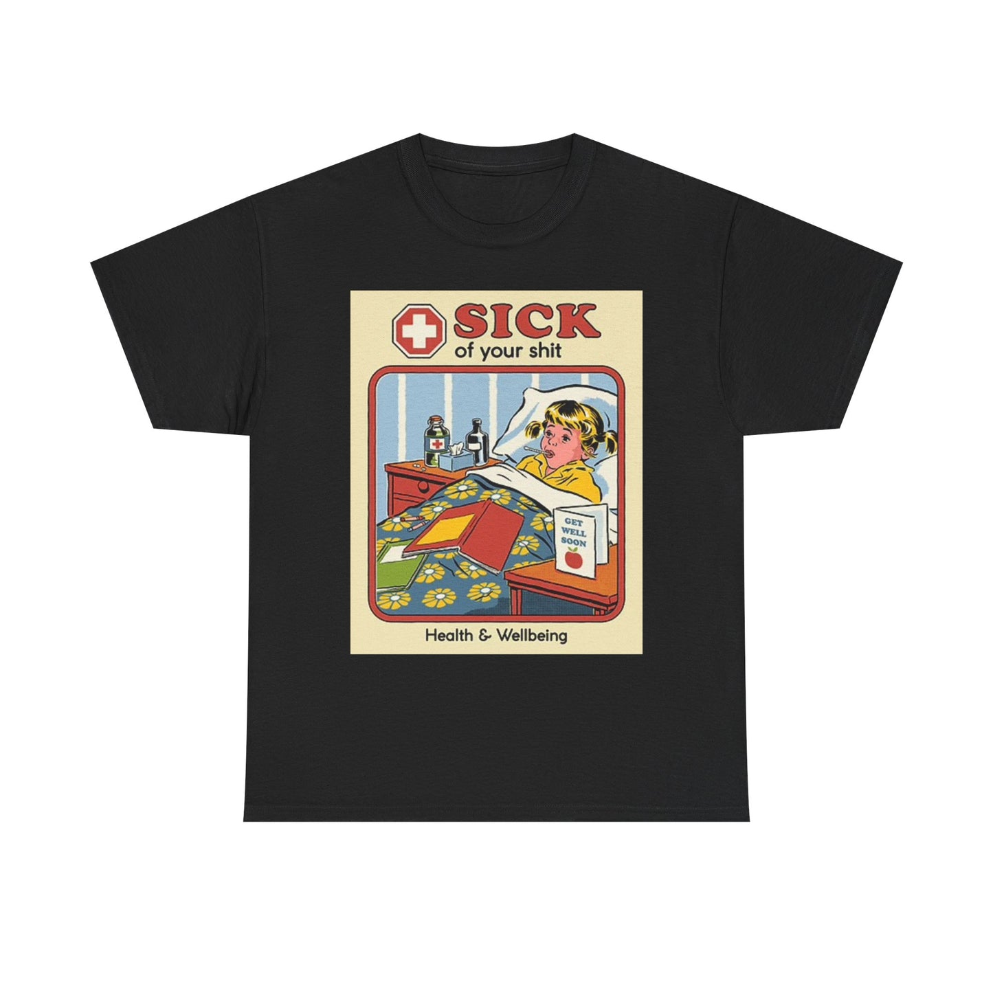 Health And Wellbeing Graphic T Shirt Funny Sick Unisex Heavy Cotton Tee