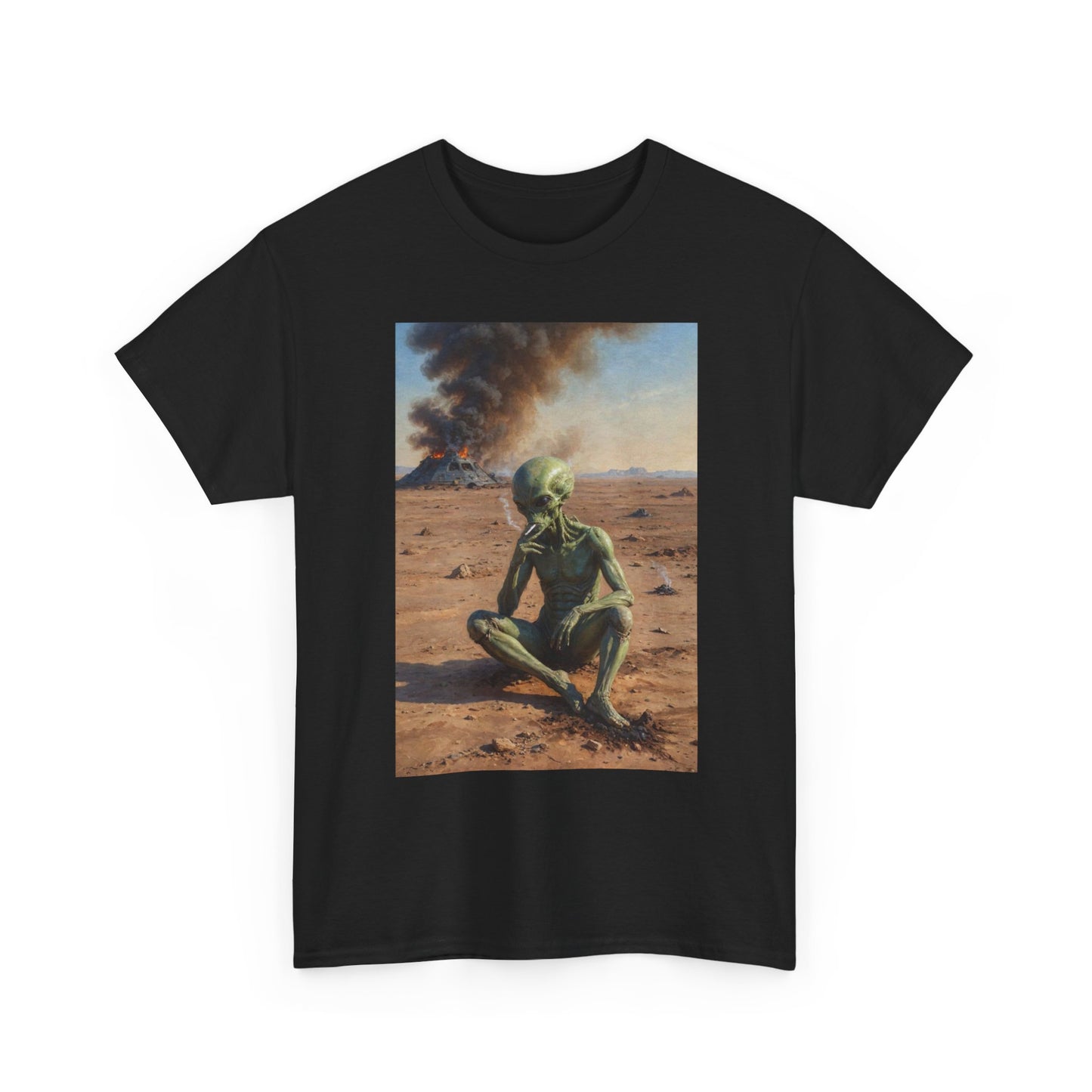 Alien Space Crash Graphic T Shirt NEW Adult Unisex Heavy Cotton Tee