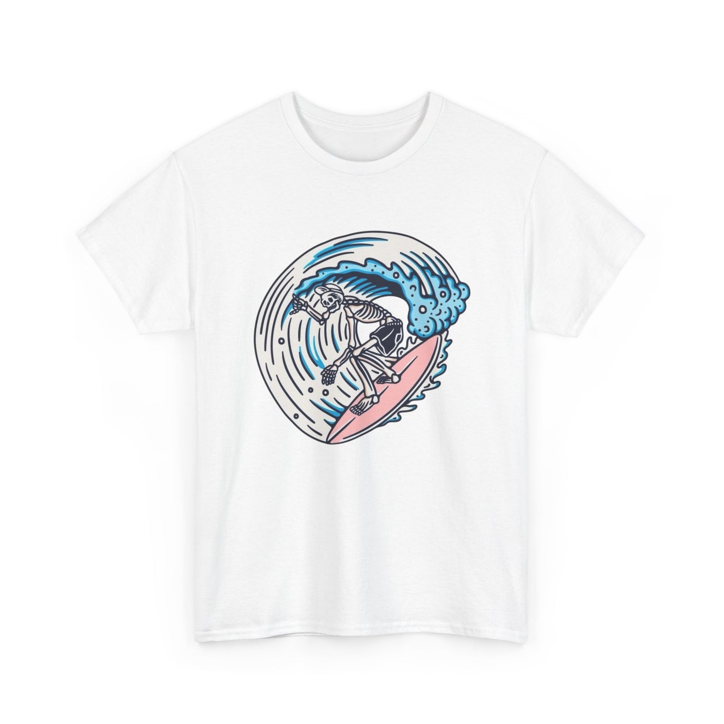 Skeleton Surfing Graphic T Shirt Unisex Heavy Cotton Tee New Gift