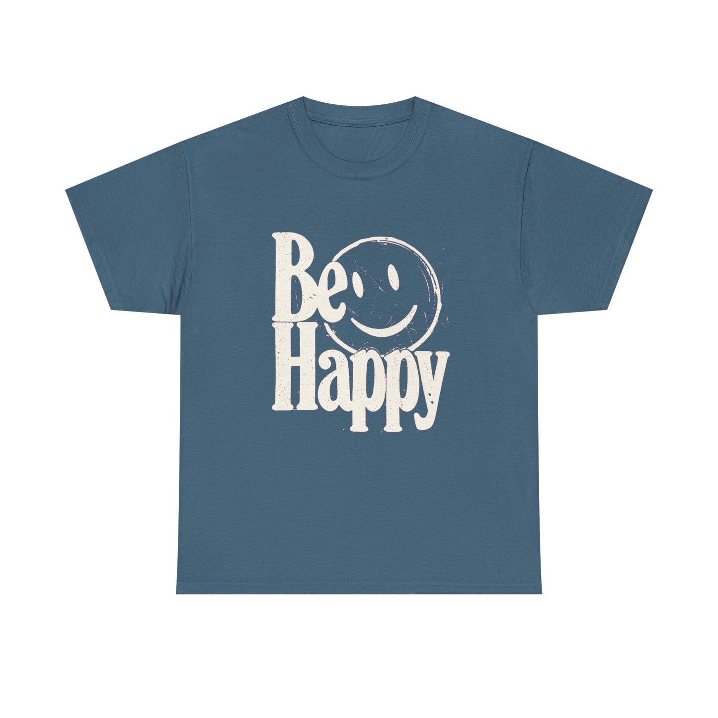 Be Happy Smiley Face Graphic T Shirt Unisex Cotton Tee - New Gift - Tee Retro