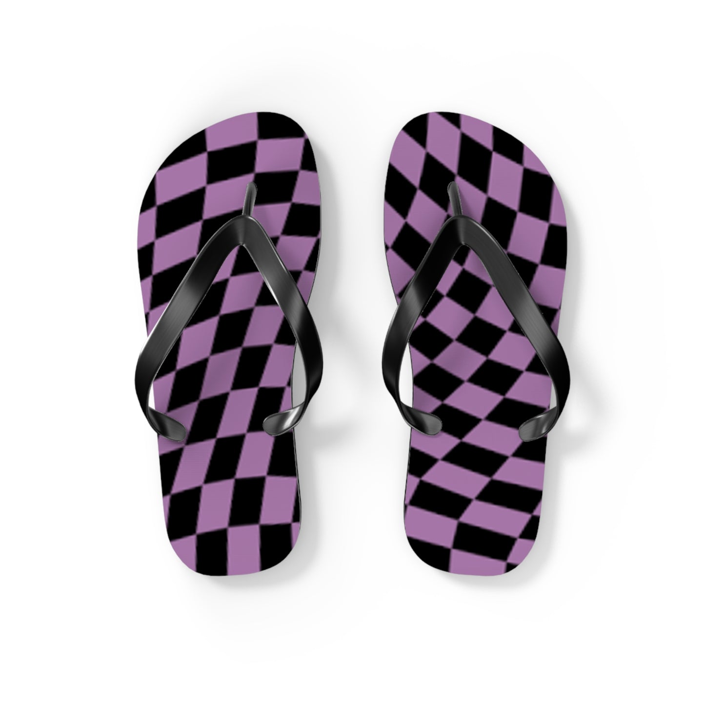 Purple Checkered Sandals, Beach Shoes, Vacation Flip Flops, Pool Slides