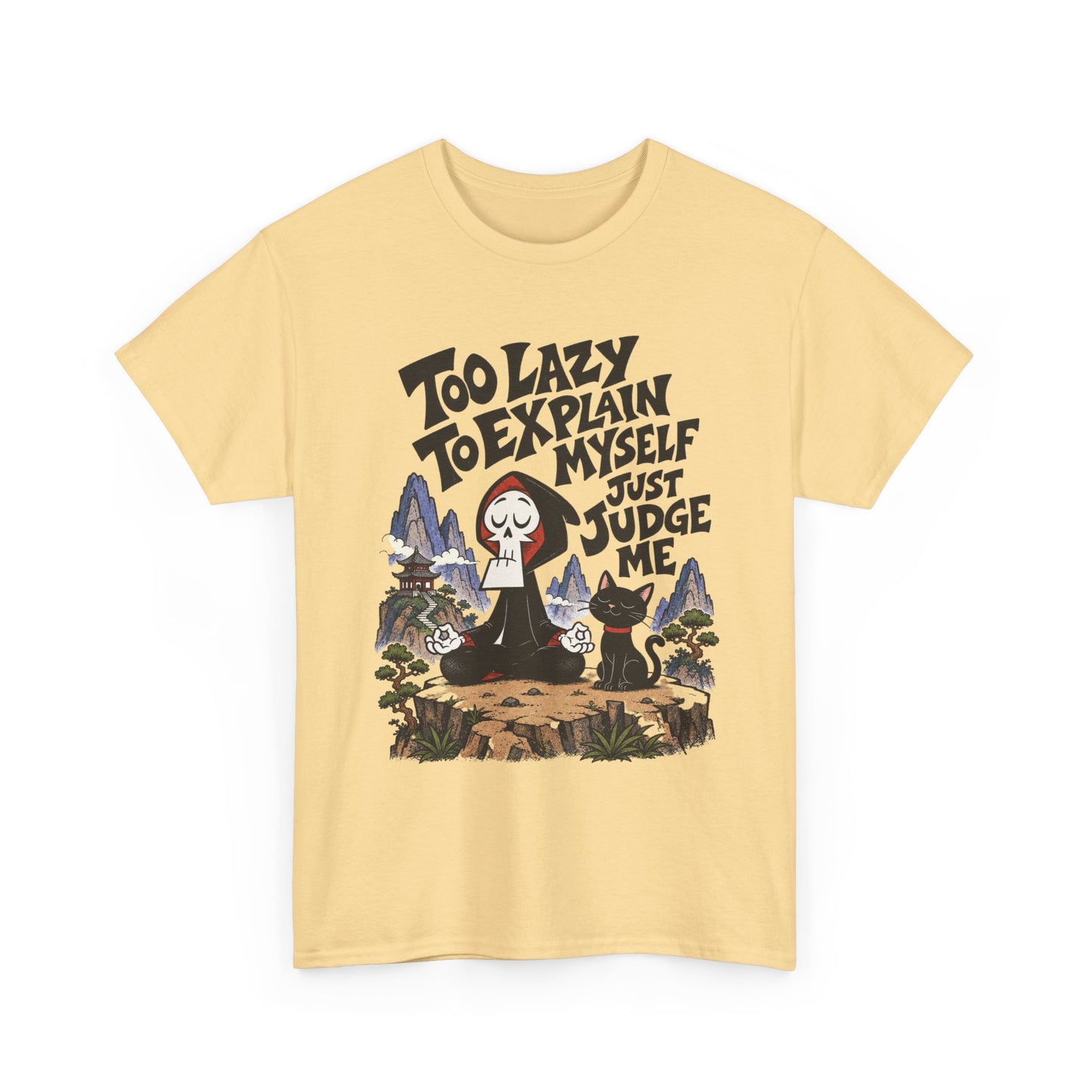 Too Lazy To Explain Myself Funny Graphic T Shirt Men's Heavy Cotton Tee