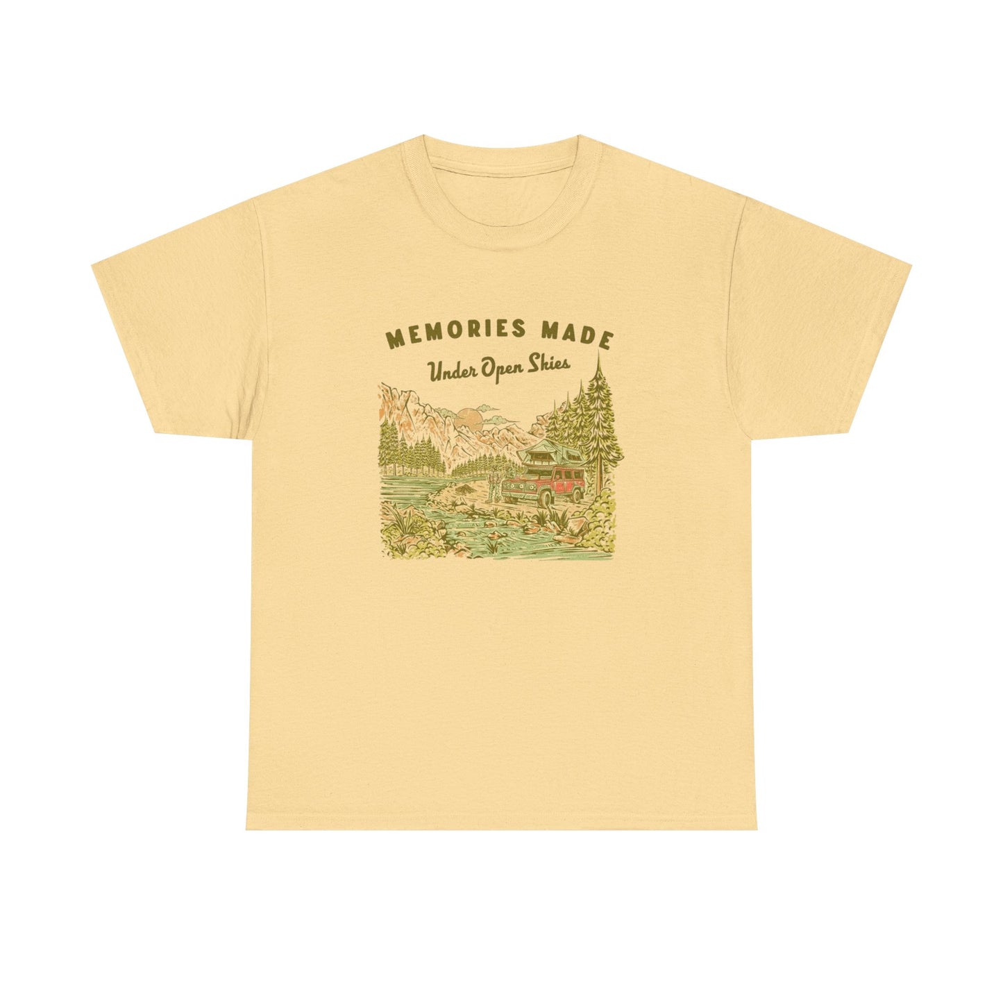Memories Under The Stars Camping Graphic T Shirt Unisex Heavy Cotton Tee