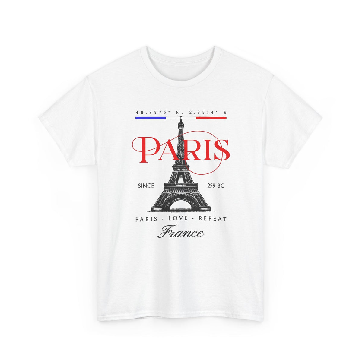 Paris Love Repeat Graphic T Shirt Men's Heavy Cotton Tee