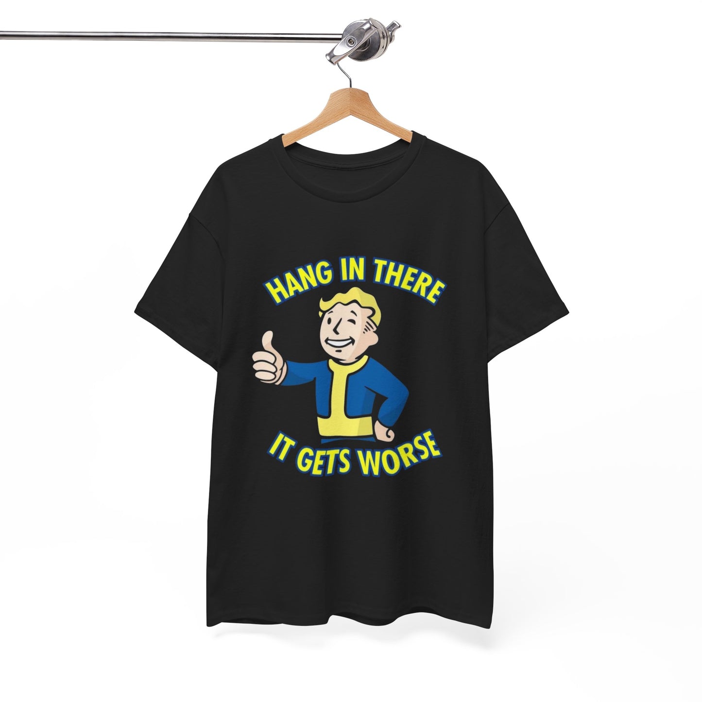 Fallout Graphic T Shirt Hang In There Funny Vintage Game Unisex Heavy Cotton Tee