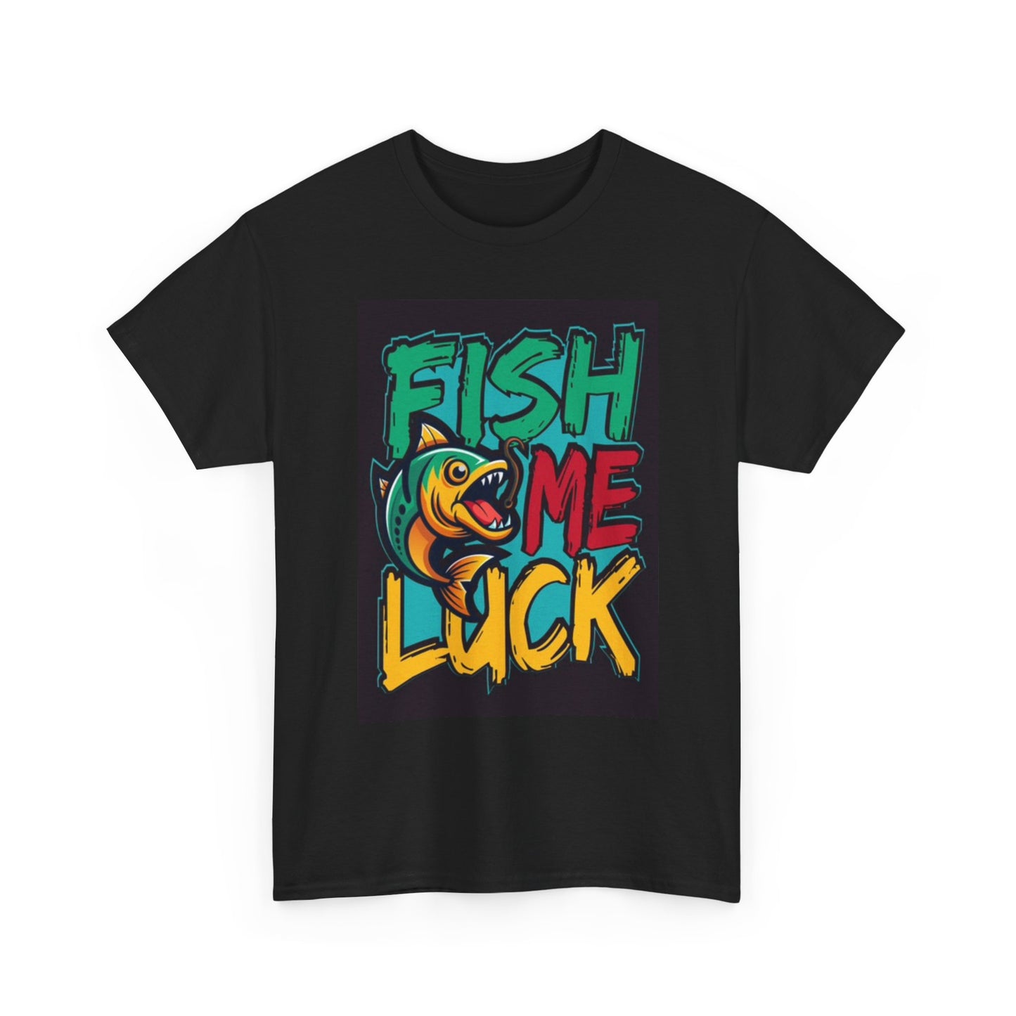 Fish Me Luck T Shirt Funny Outdoors Graphic Cartoon Unisex Heavy Cotton Tee
