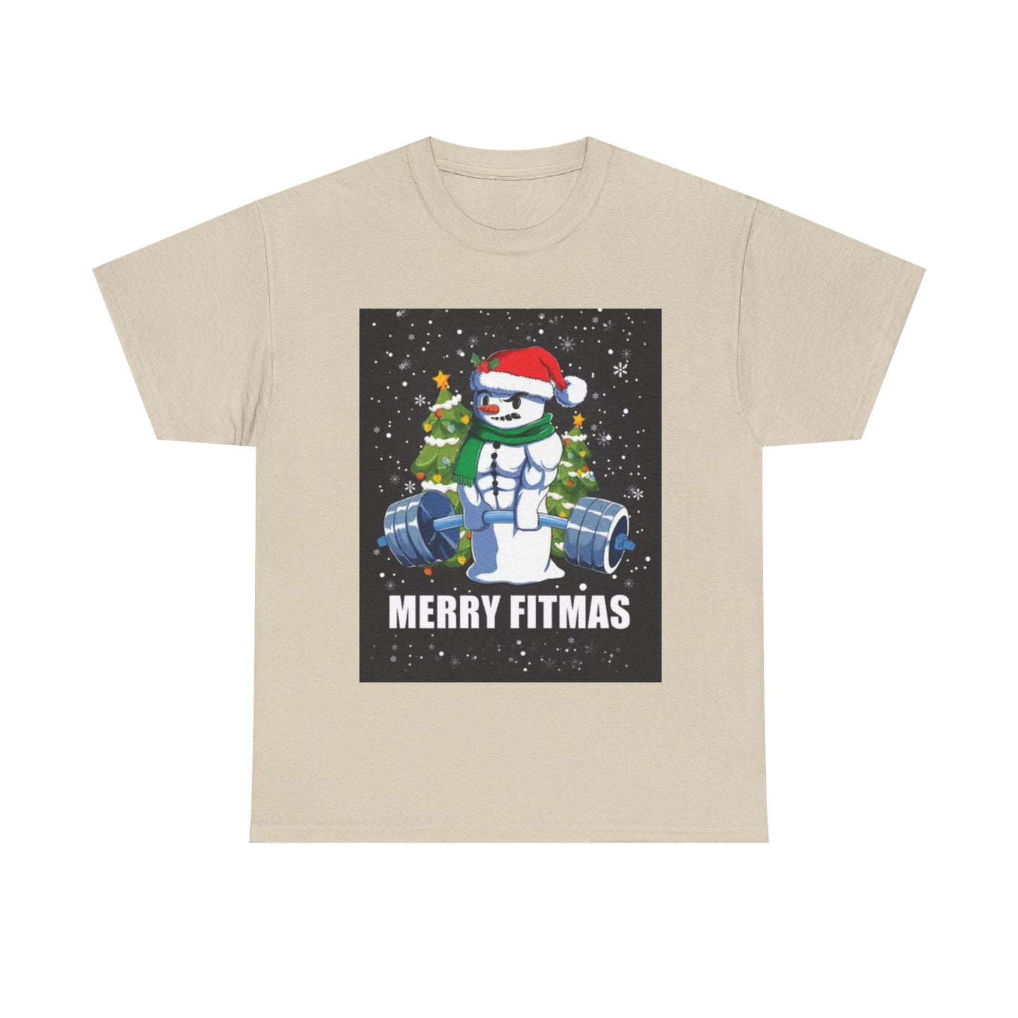 Merry Fitmas Shirt Funny Gym Snowman Christmas Gym Unisex Heavy Cotton Tee