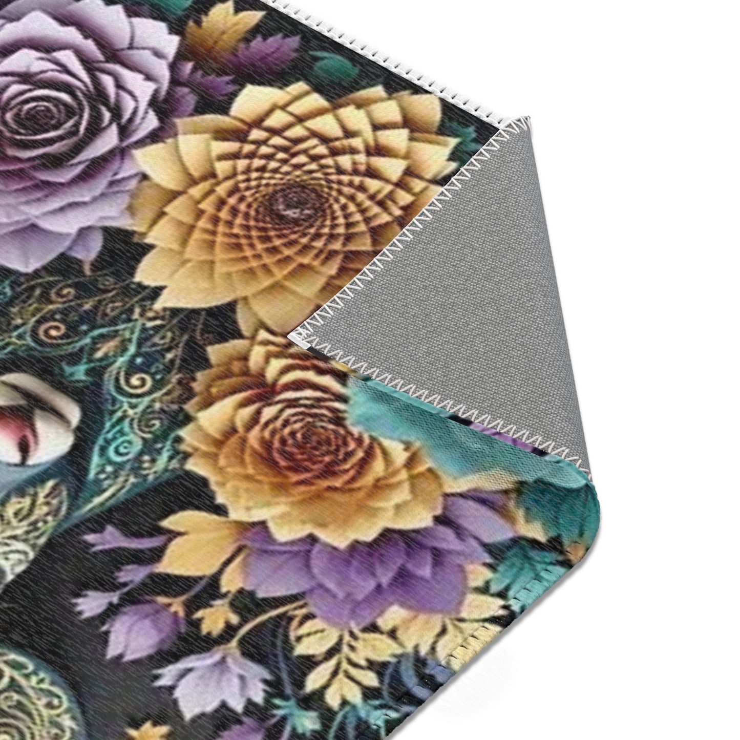 Colorful Deer Floral Colorful Art Area Rugs