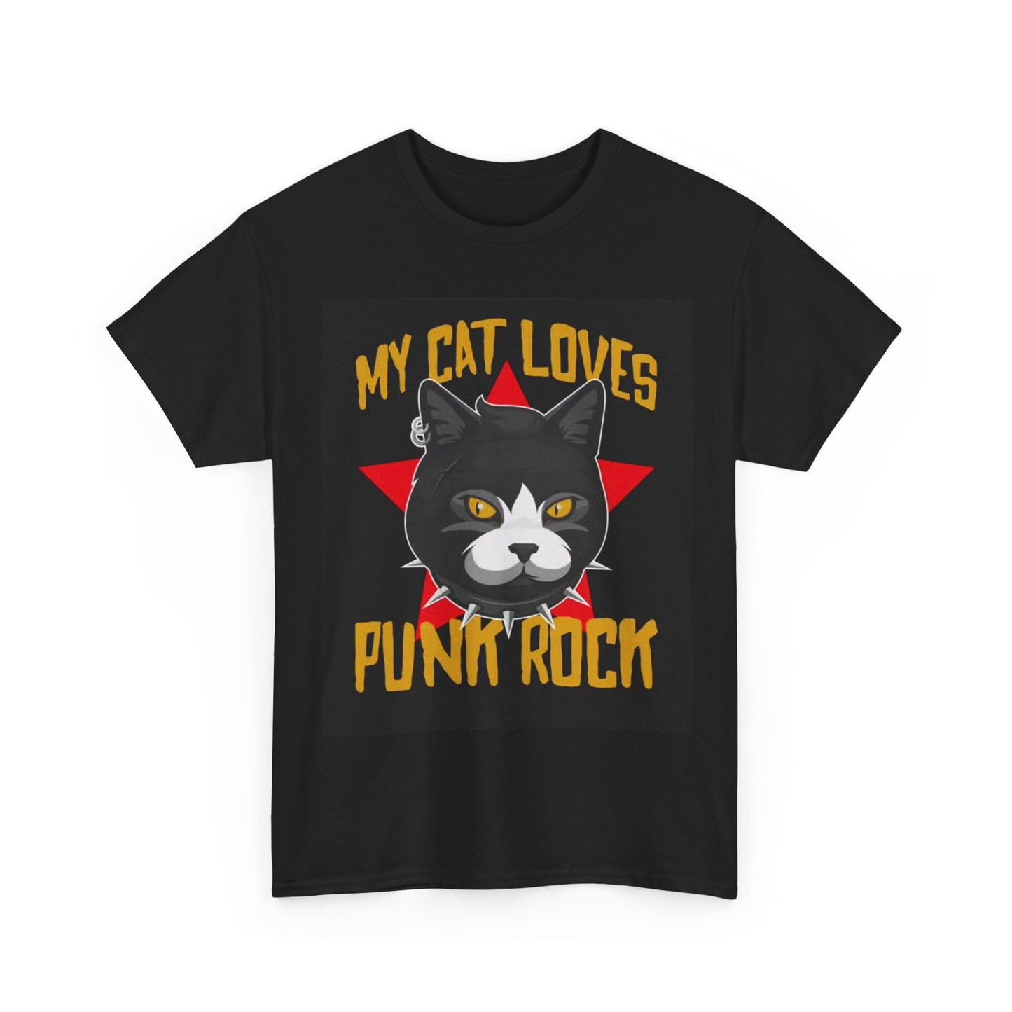 My Cat Loves Punk Rock Tshirt Cats Kittens Funny Gift Unisex Heavy Cotton Tee