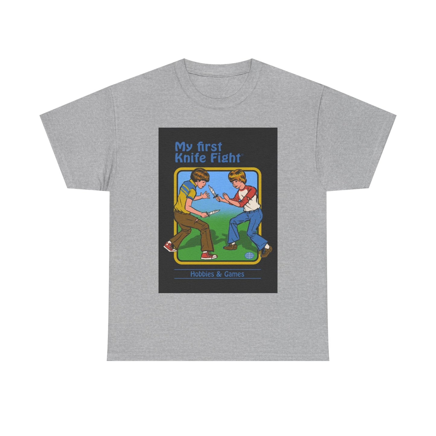 My First Knife Fight Tshirt Funny Kids Poster Retro 70s Unisex Heavy Cotton Tee