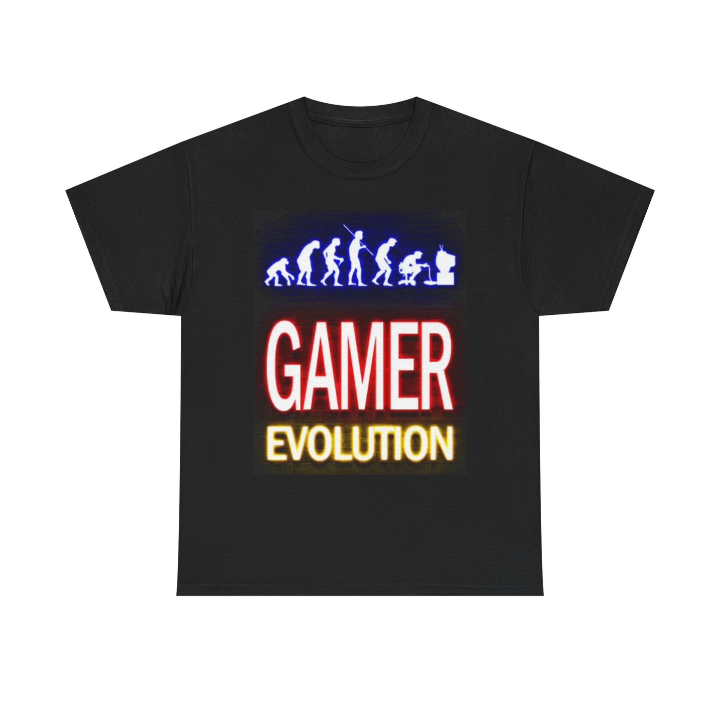 Gamer Evolution Graphic T Shirt Funny Retro Vintage Game Unisex Heavy Cotton Tee