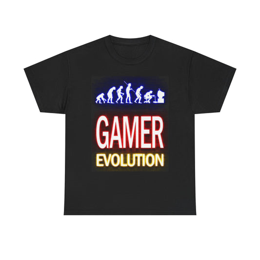 Gamer Evolution Graphic T Shirt Funny Retro Vintage Game Unisex Heavy Cotton Tee