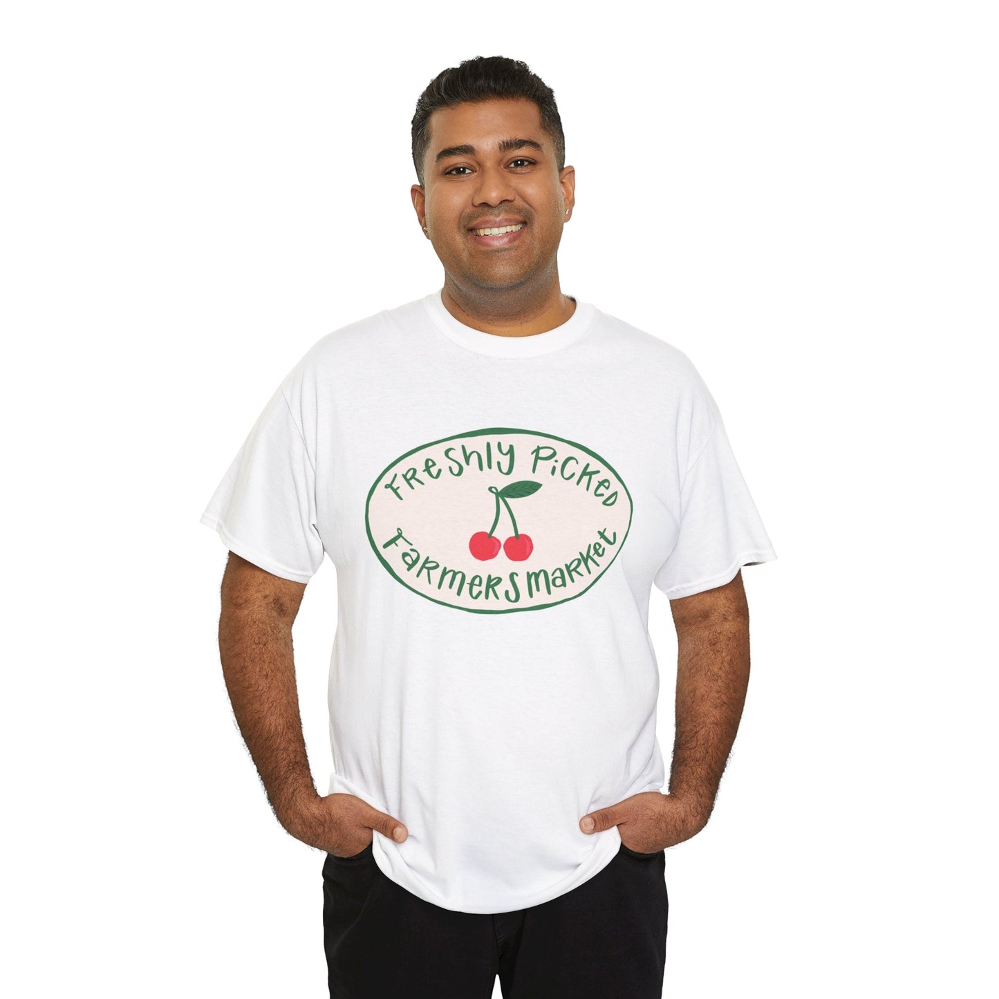 Freshly Picked Farmers Market Graphic T Shirt Retro Men's Heavy Cotton Tee
