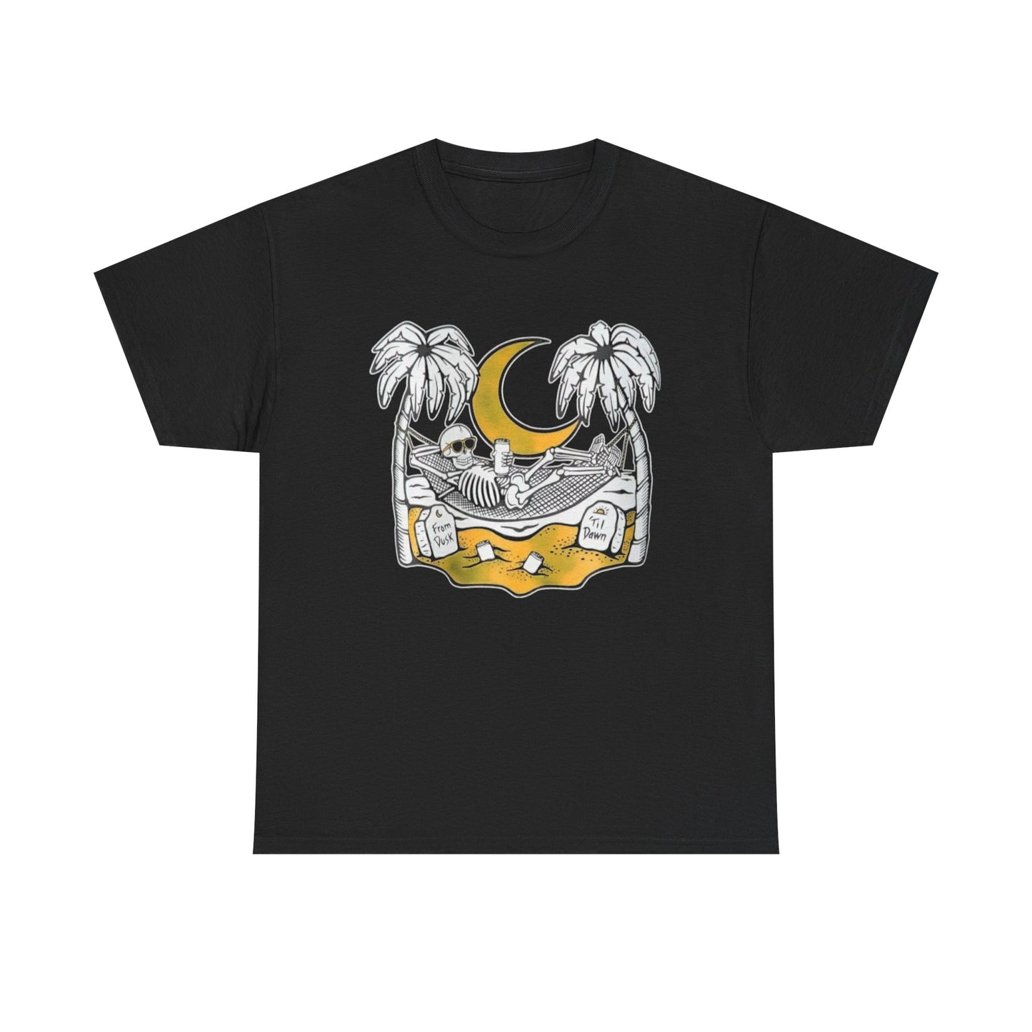 Dusk Till Dawn Beach Life Graphic T Shirt NEW ADULT Unisex Heavy Cotton Tee