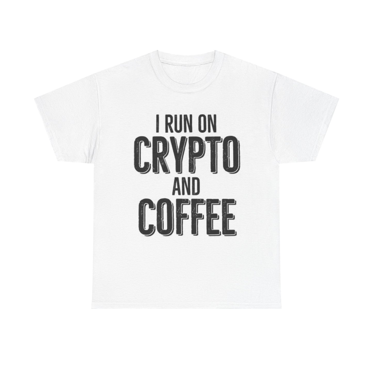 I Run On Crypto And Coffee T Shirt Funny Bitcoin Graphic Unisex Heavy Cotton Tee