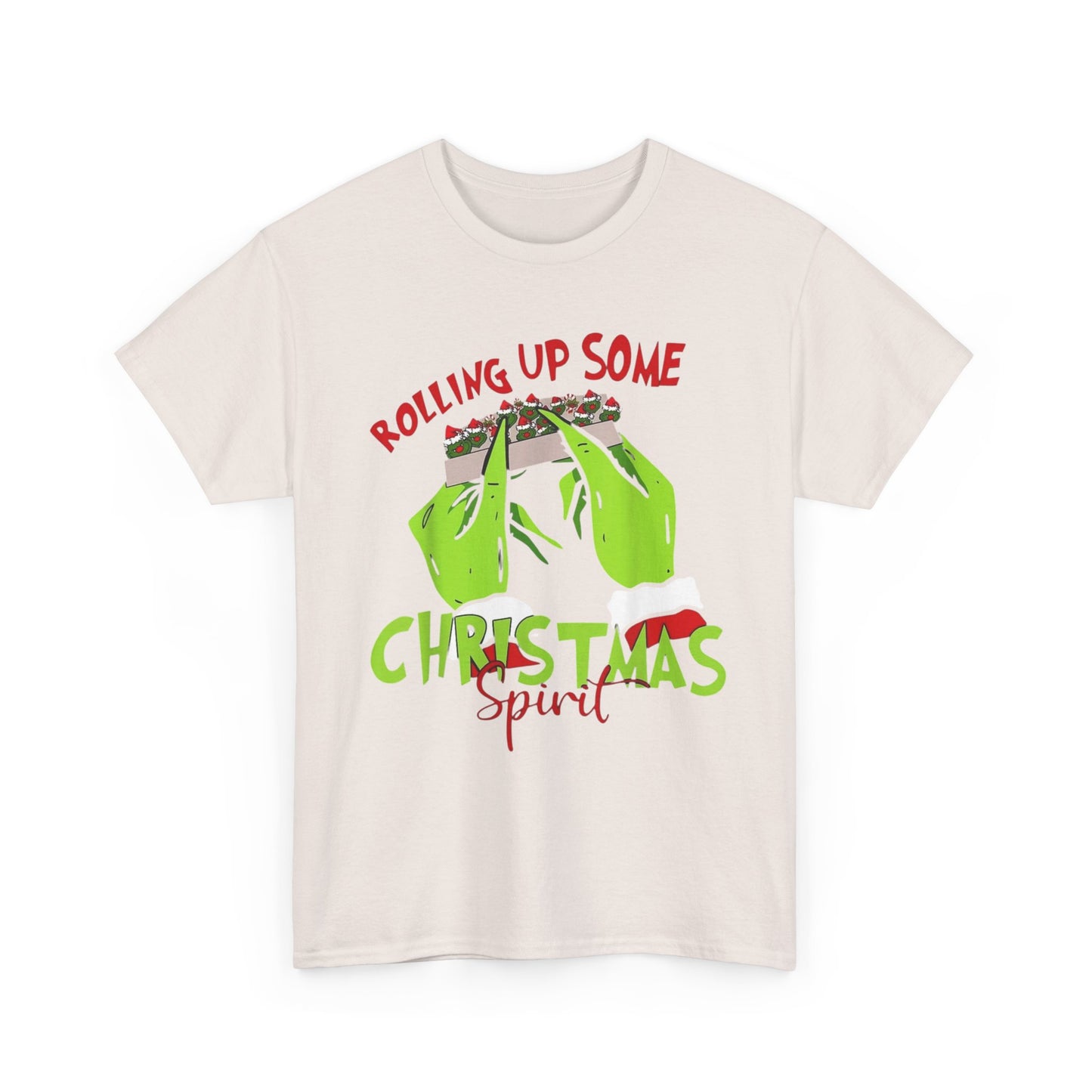 Rolling Up Some Christmas Spirit Funny Graphic T Shirt Unisex Heavy Cotton Tee