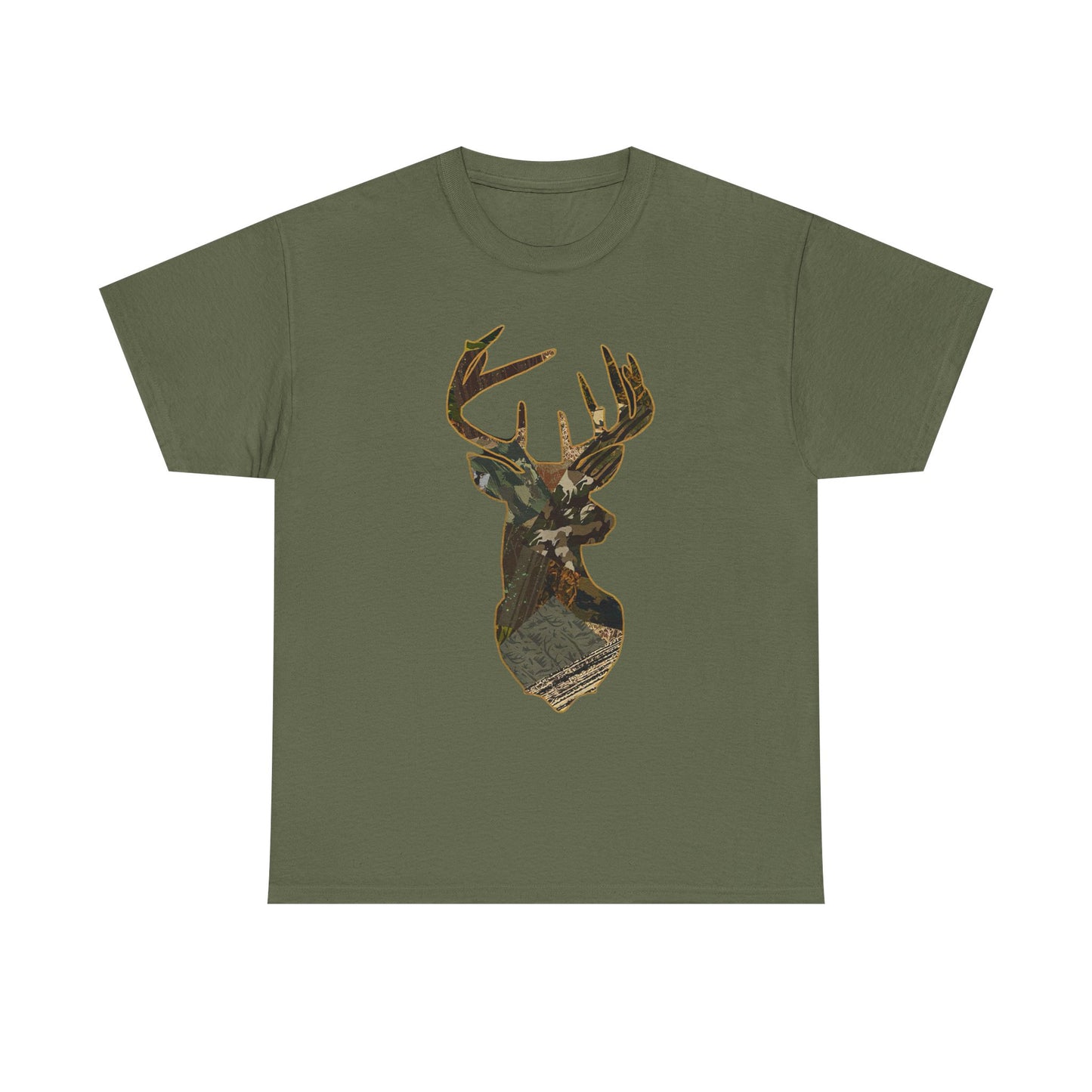 Camo Deer Buck Graphic T Shirt Unisex Heavy Cotton Tee NEW